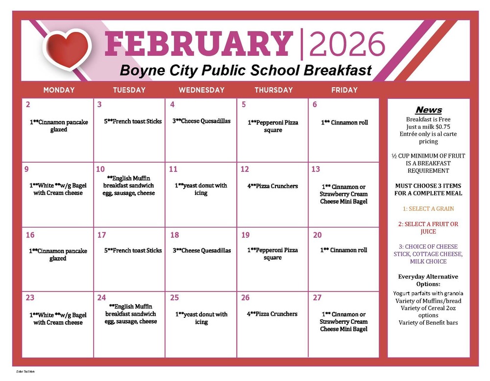 February Breakfast Menu