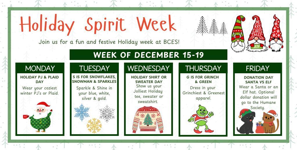 Holiday Spirit Week Flyer
