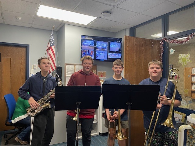 Band Students Caroling in the ES Building