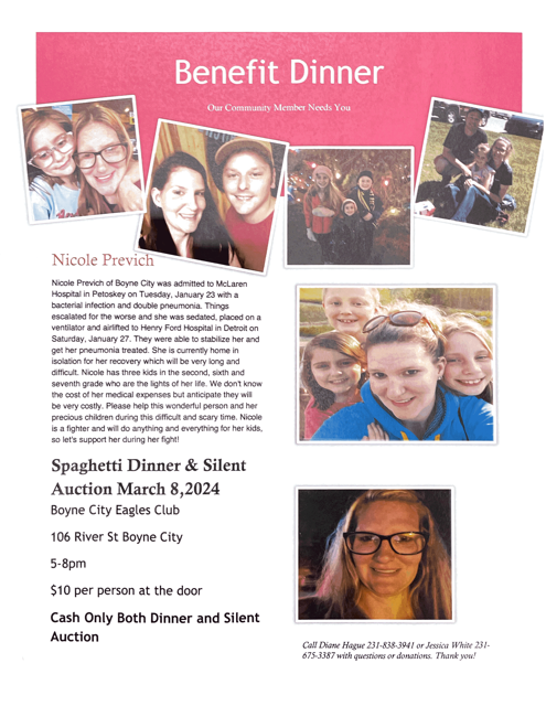 Benefit dinner for a mom of ES and MS students