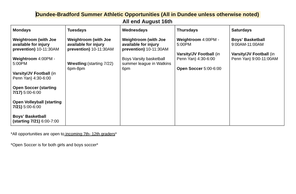 Summer Athletics