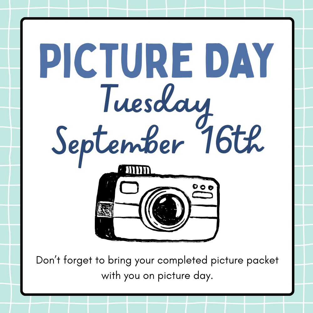 Picture Day Classroom Announcement in Blue Illustrative Style