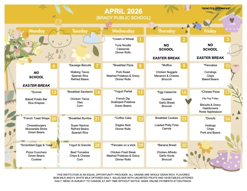 april lunch menu 