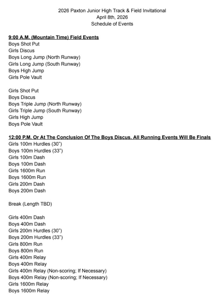 Paxton Jr. high track meet