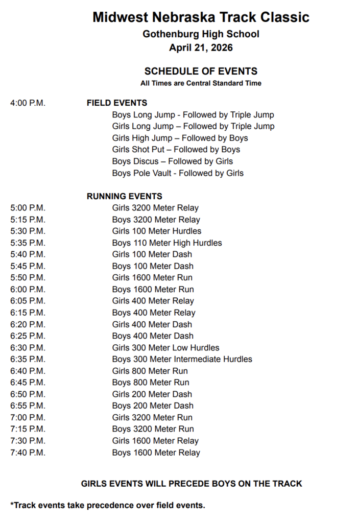 Midwest Track Classic at Gothenburg (Invite only)