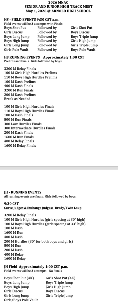 2026 MNAC Jr. High & High School track meet