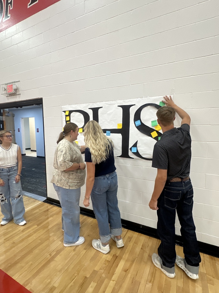 putting sticky notes on poster