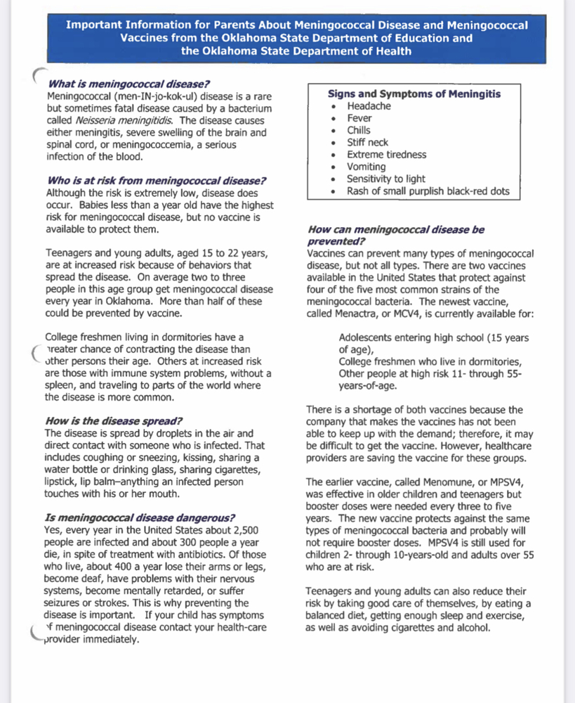 Meningitis Vaccine