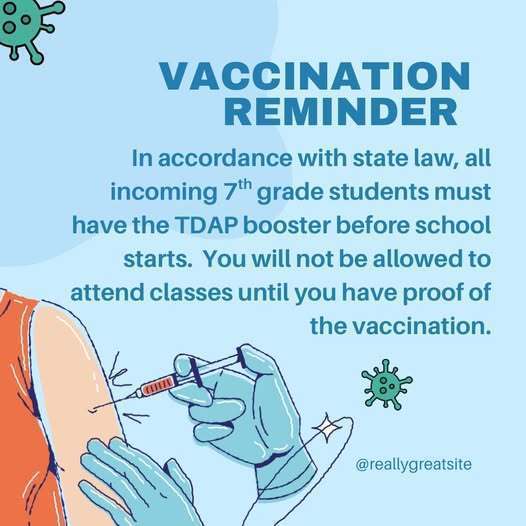 7th grade vaccination reminder