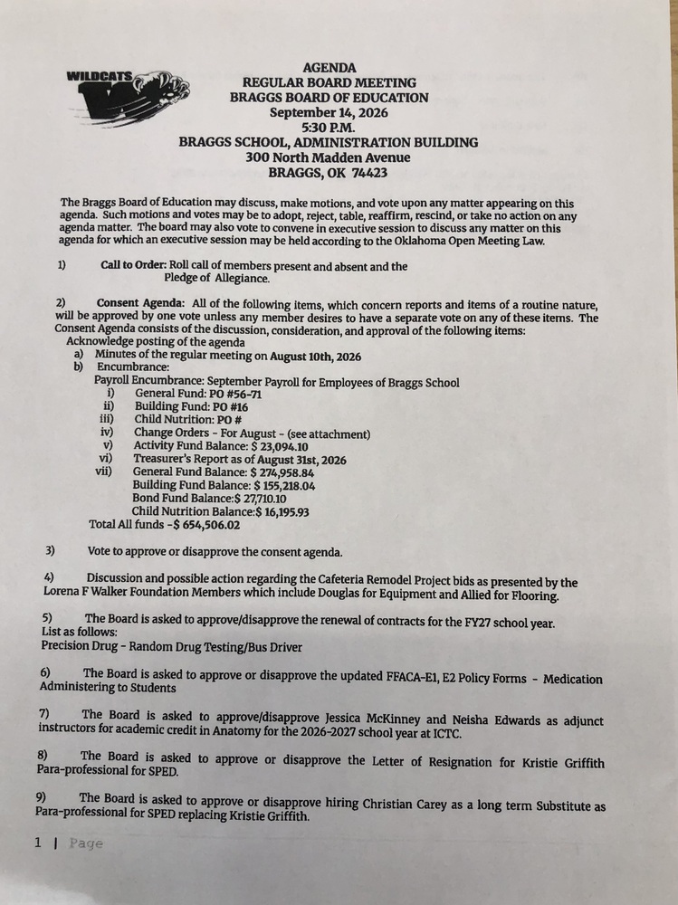 September 2026 Board Agenda Page 1