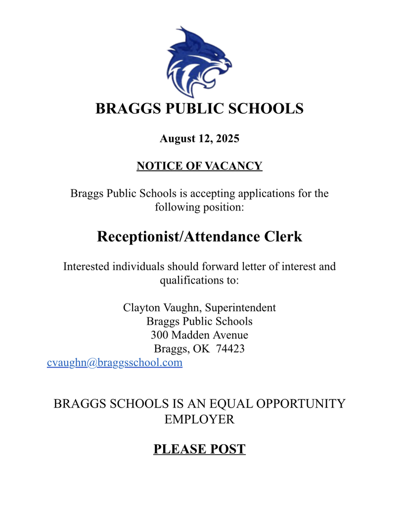Receptionis/Attendance Clerk Vacancy