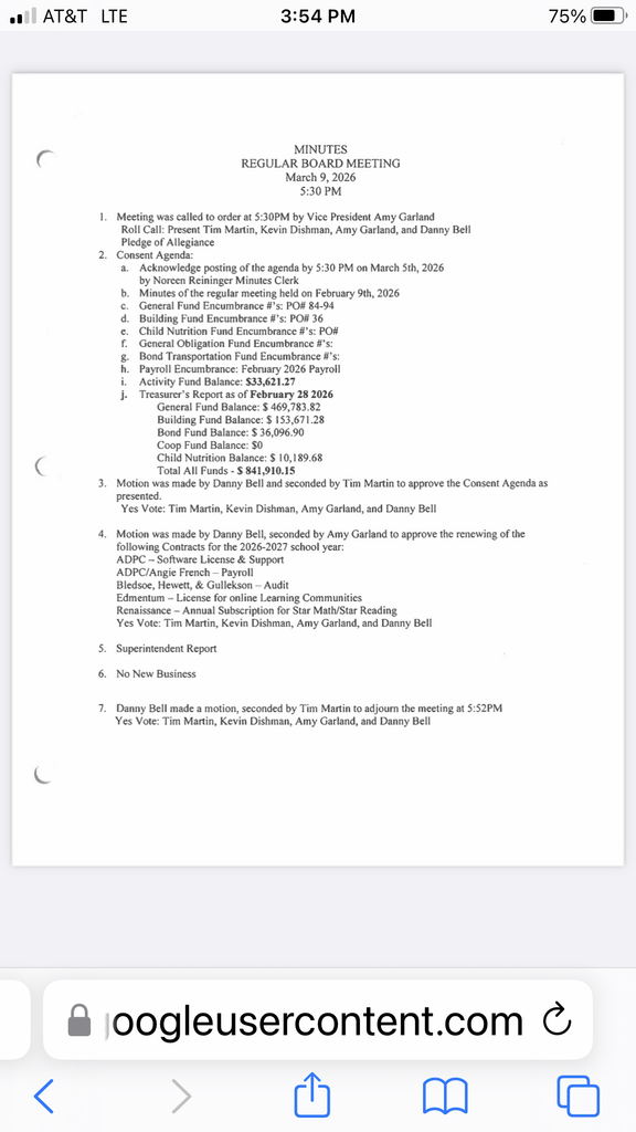 March 2036 Board Minutes