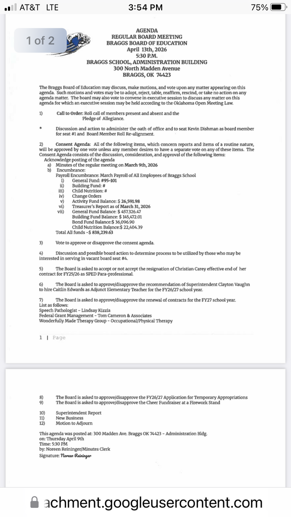 April 2026 Board Agenda 