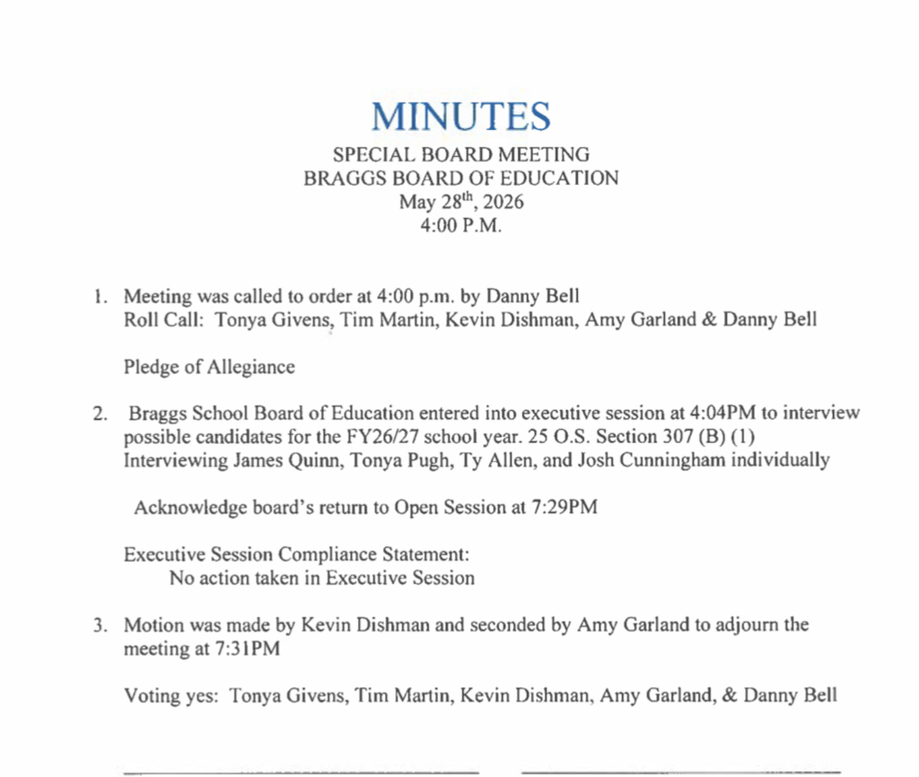 Board Minutes May 28, 2026