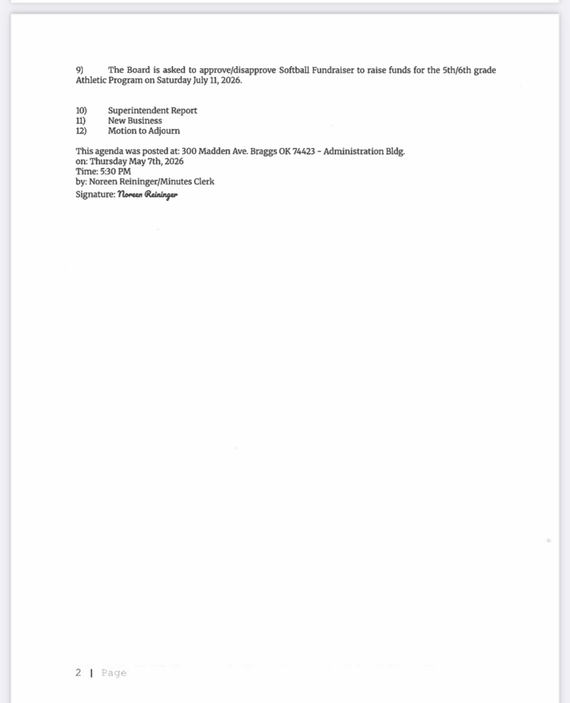 Board Agenda for June 8, 2026- page 2