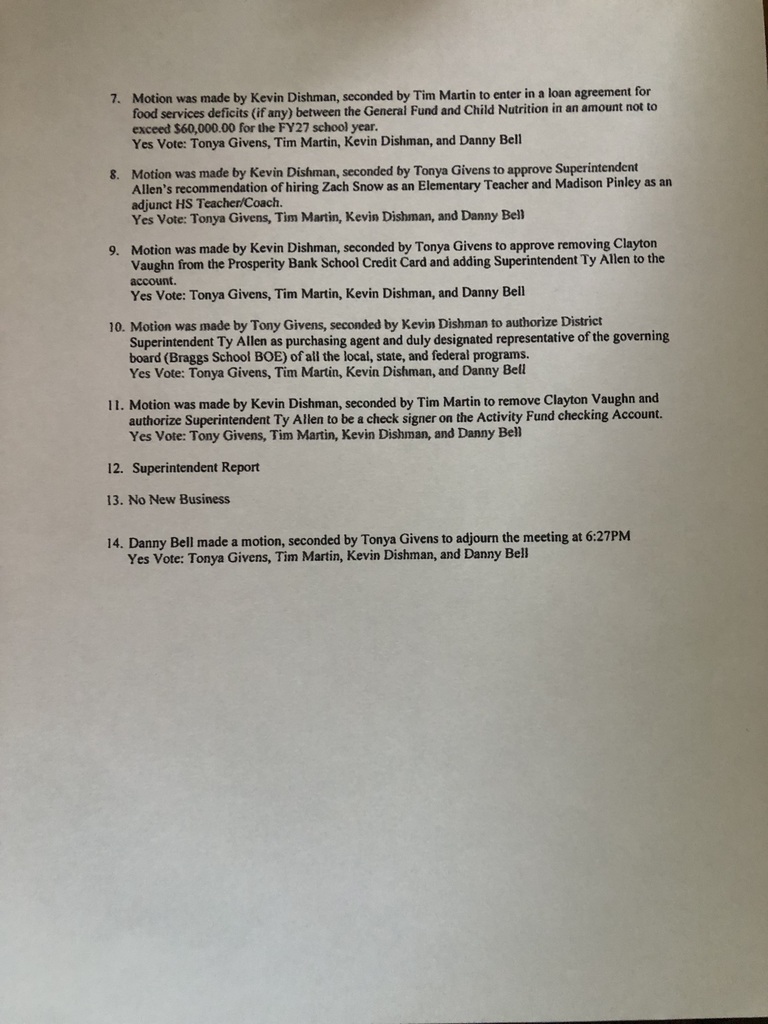 School Board Special Meeting Minutes for June 22, 2026-page 2