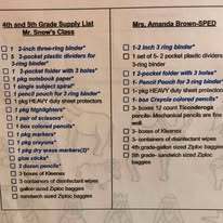 4th-5th- and Sp Ed Braggs School Supply list for 2026=2027