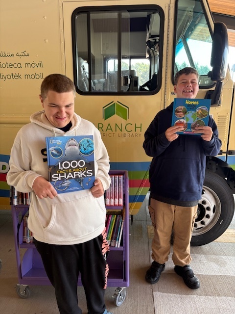Showing off their book choices!