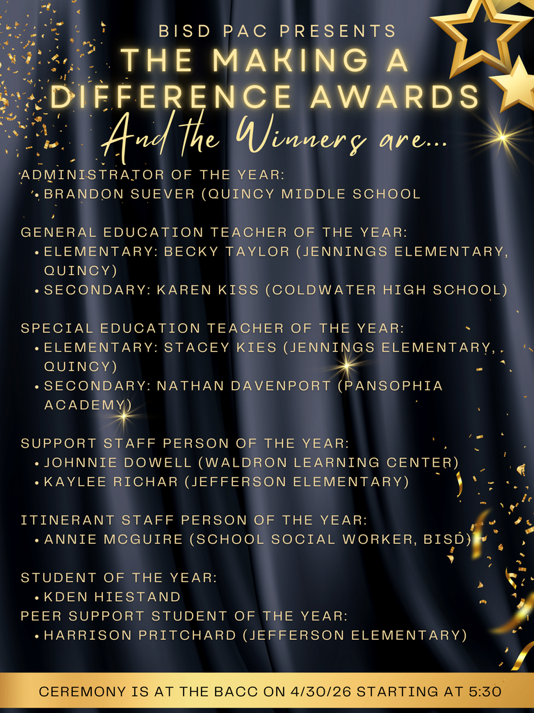 A list of the 2025-2026 Making a Difference Award Winners