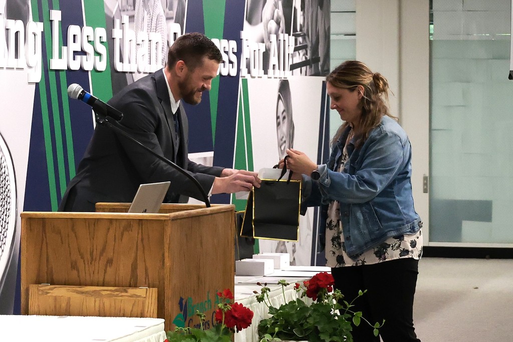 Annie McGuire is honored as the Itinerant Staff Member of the Year. 