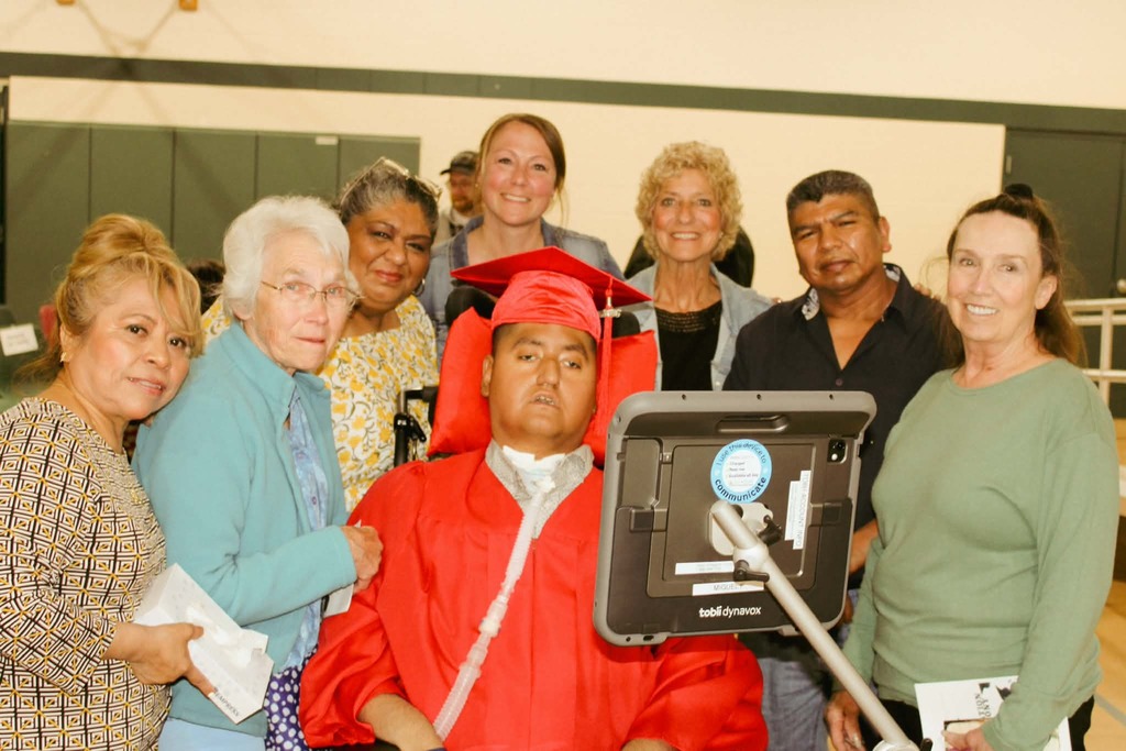 Miguel with his family and 2 of our special nurses