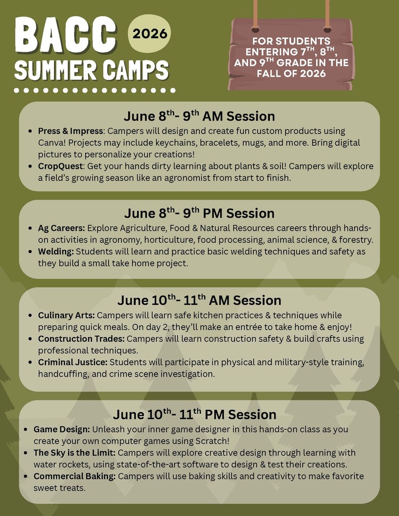 2026 BACC Summer Camp Flyer