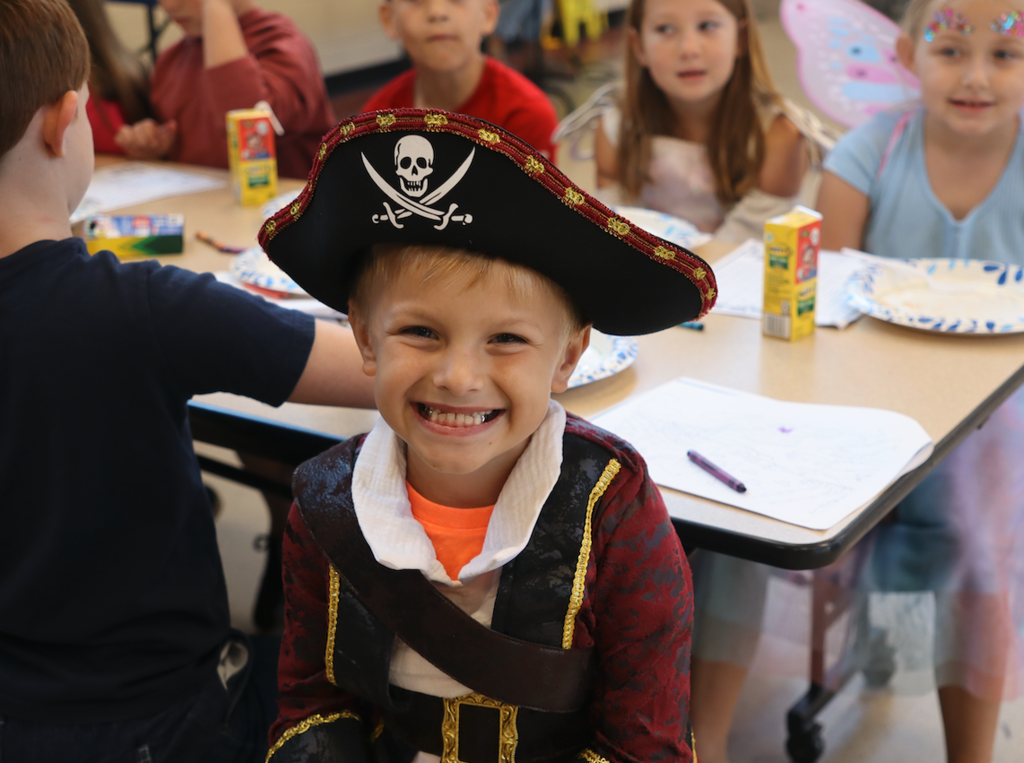 little boy dressed as a pirate