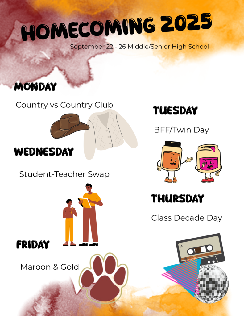 homecoming 2025 spirit days for MSHS