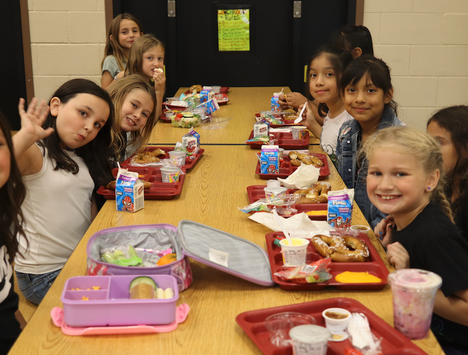 group of students at lunch table