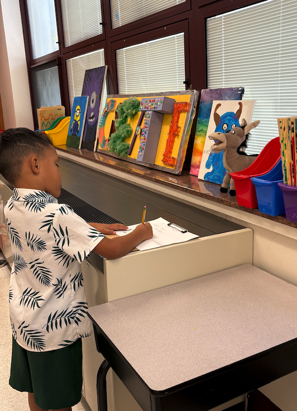 little boy drawing