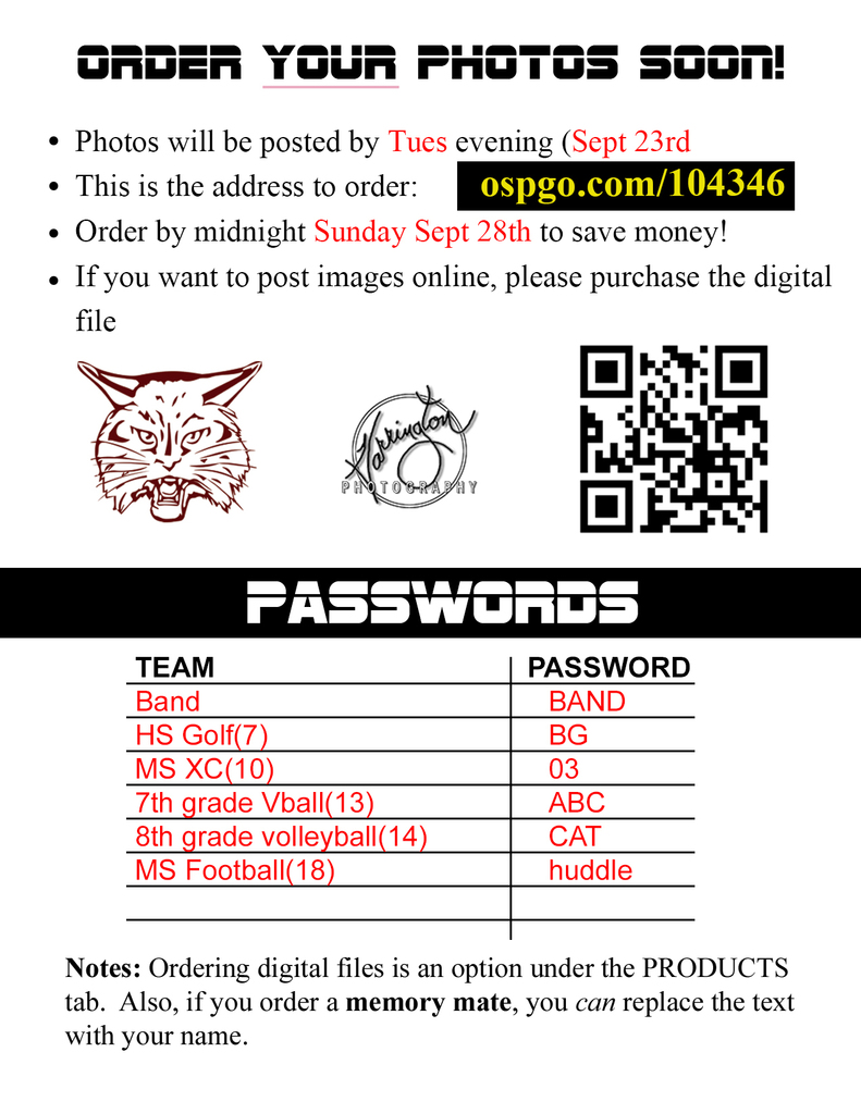 order codes for pictures