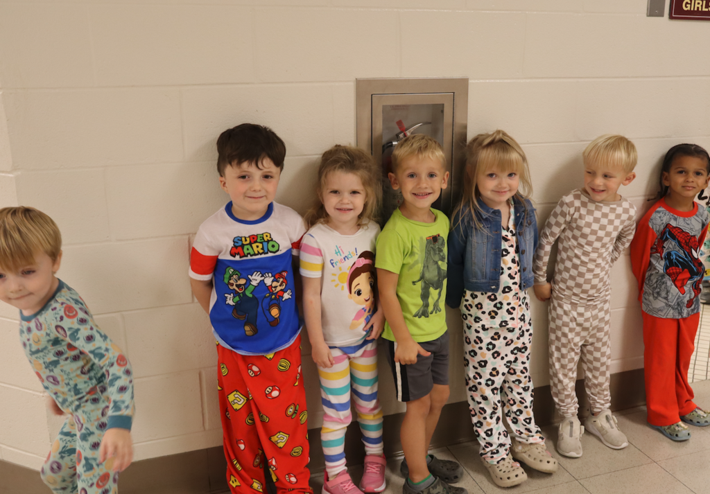 group of kids in pajamas