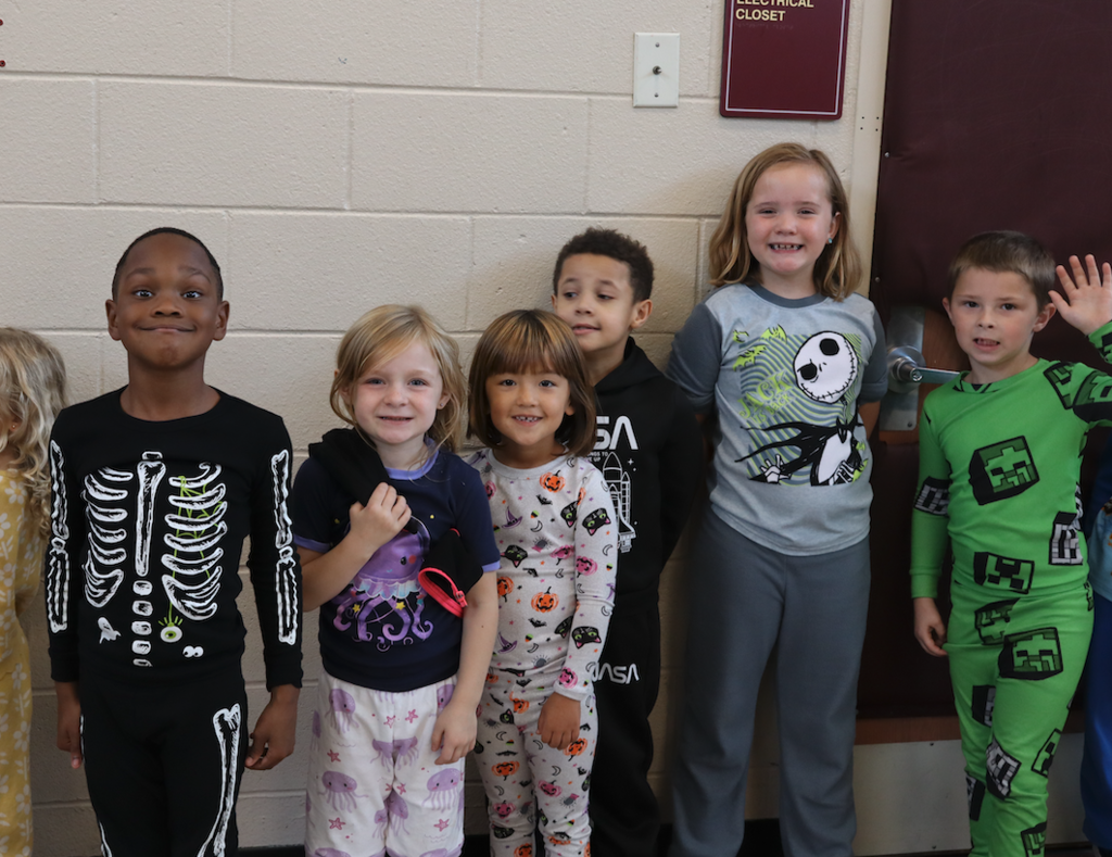group of kids in pajamas