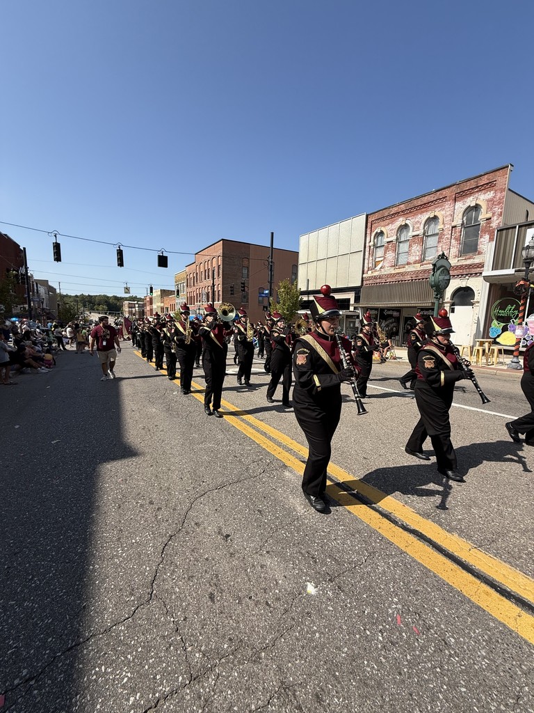 band walking down the street marching