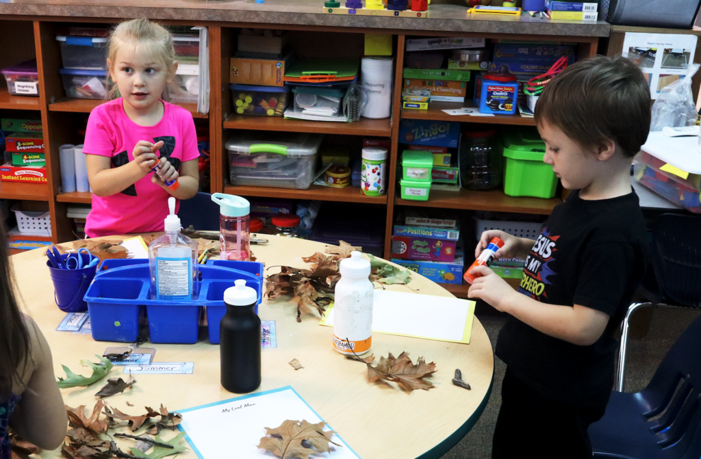 two students around a table
