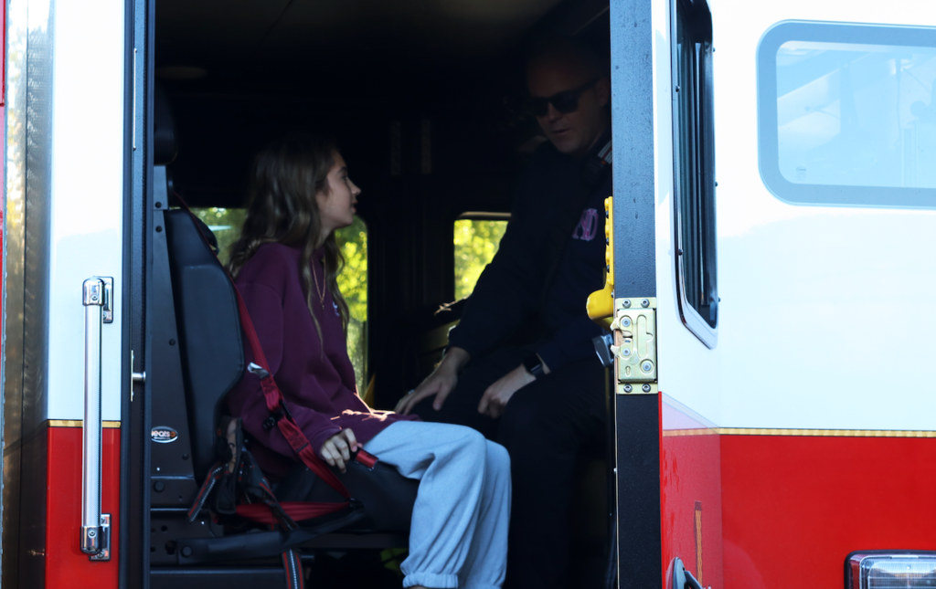 girl in a firetruck