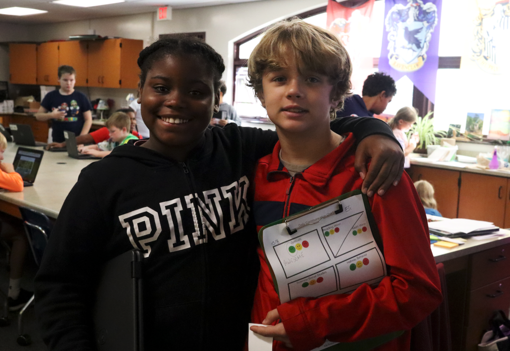 a girl and boy in class