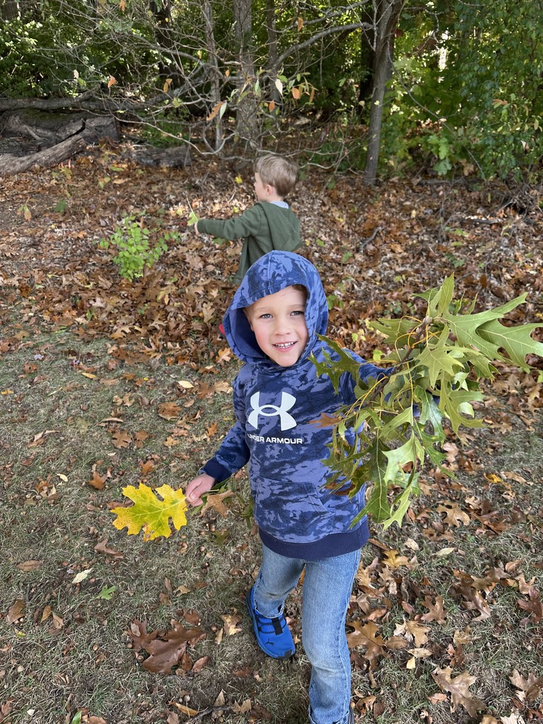 student holding leaves