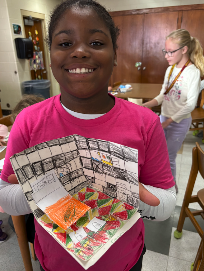 little girl holding altar