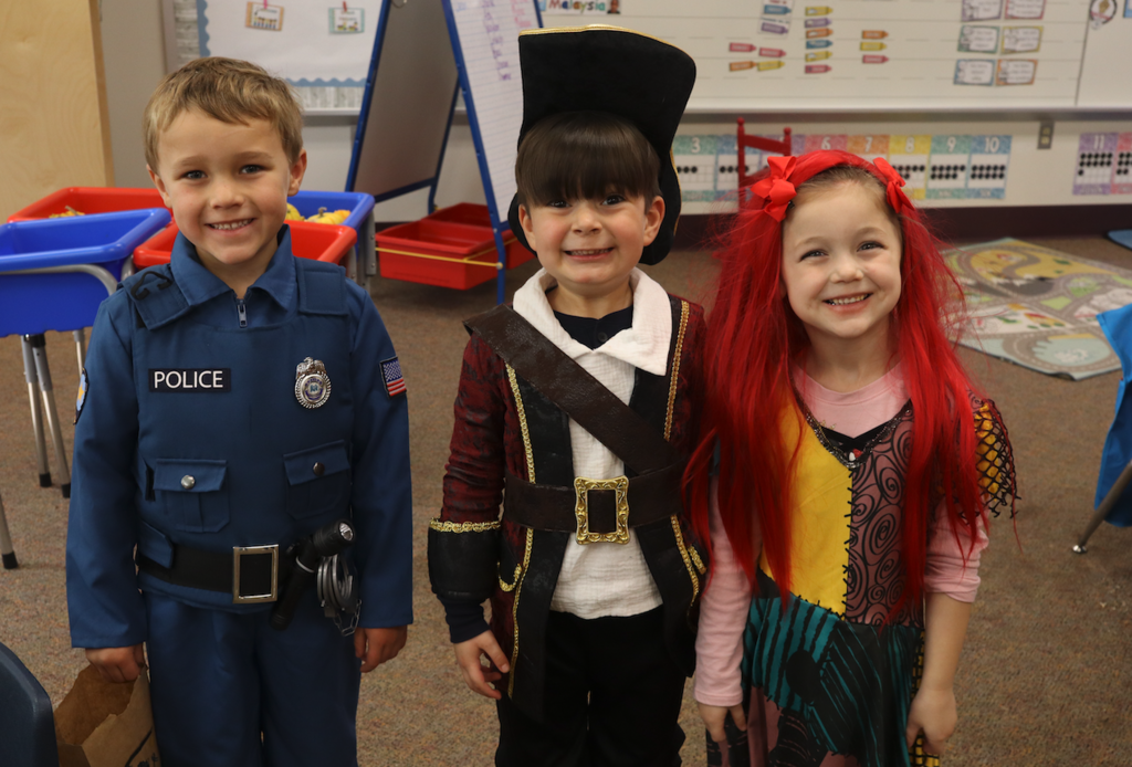students dressed up in costumes