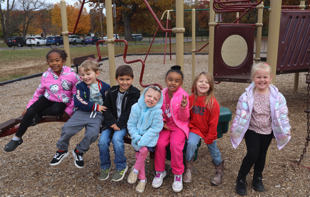 group of DK kids at recess