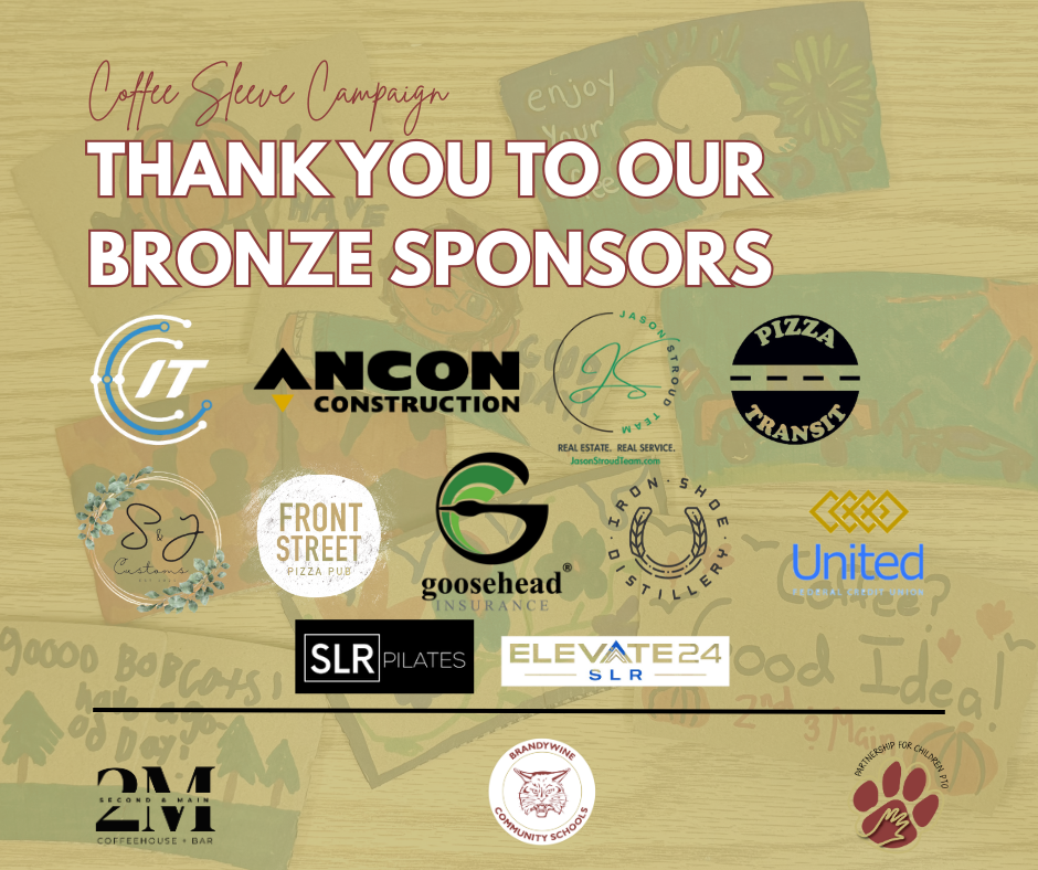 Bronze sponsors thank you for our coffee sleeve campaign