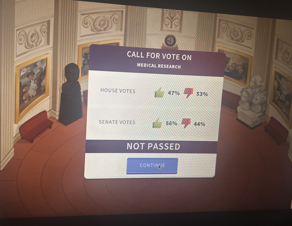 computer screen with call for vote on