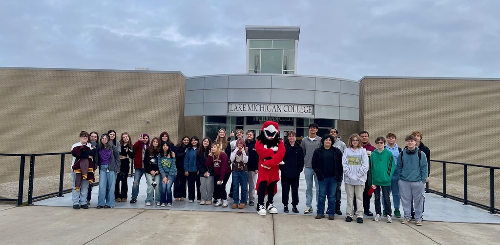 students standing in front of LMC