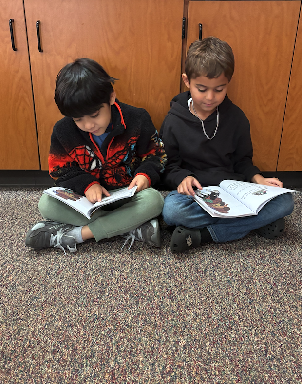 two boys reading