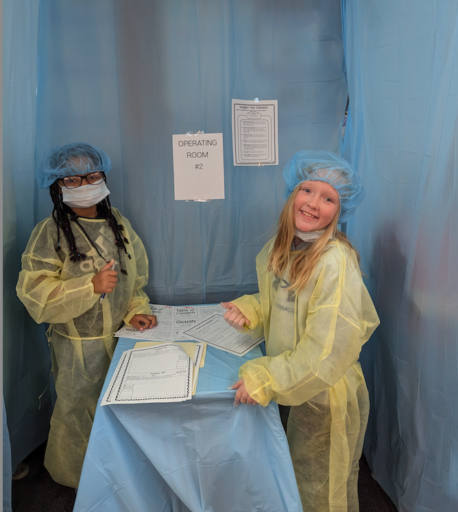 two students dressed as doctors