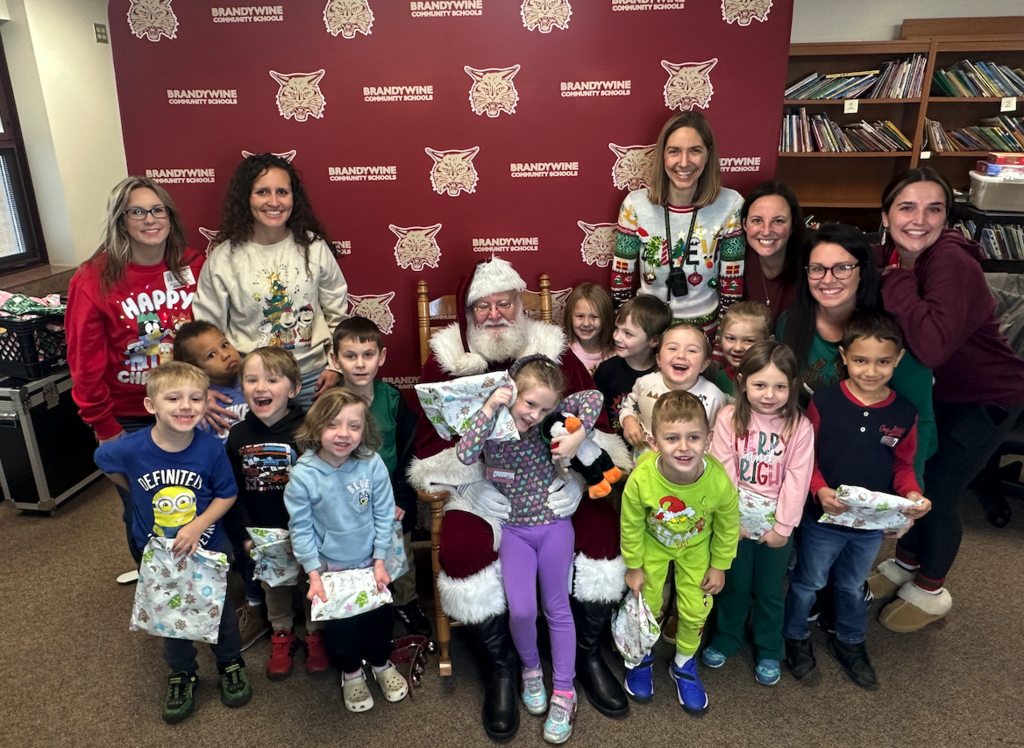 group of kiddos with Santa