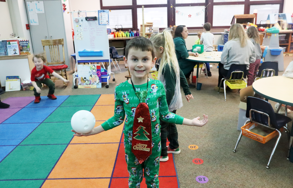 little boy in Christmas outfit