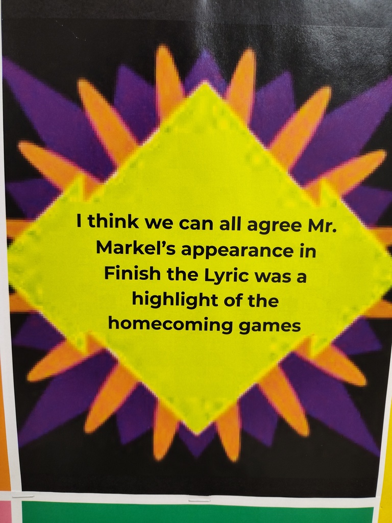 I think we can all agree mr. Markel's appearance in finish the lyric was a highlight of the homecoming games