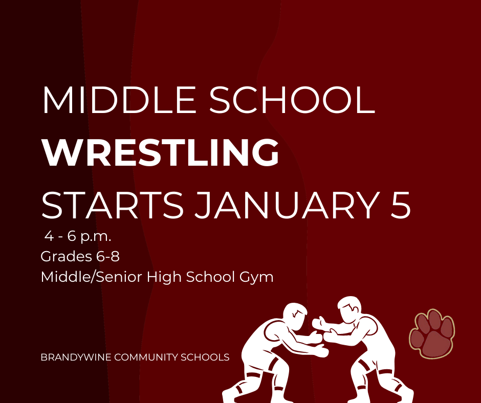 middle school wrestling starts January 5 4 -6 p,m.